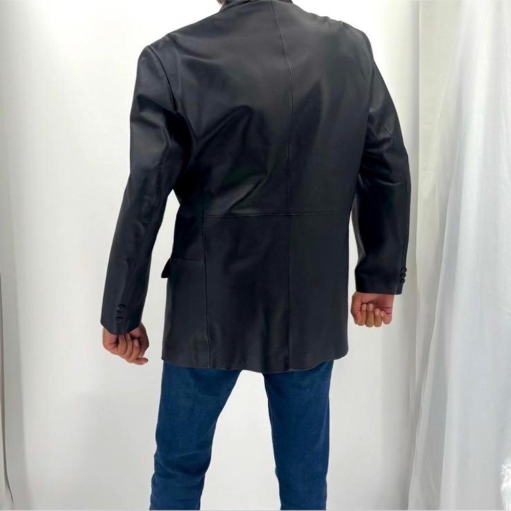 J. Ferrar Retro 70’s Genuine Leather Structured Sport Coat Jacket Blazer - Picture 4 of 15
